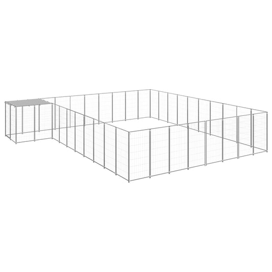 vidaXL Dog Kennel Silver 25.41 m² Steel