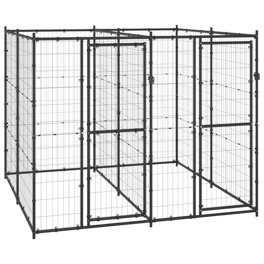 vidaXL Outdoor Dog Kennel Steel 4.84 m²