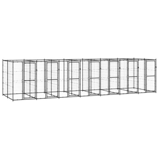 vidaXL Outdoor Dog Kennel Steel 16.94 m²