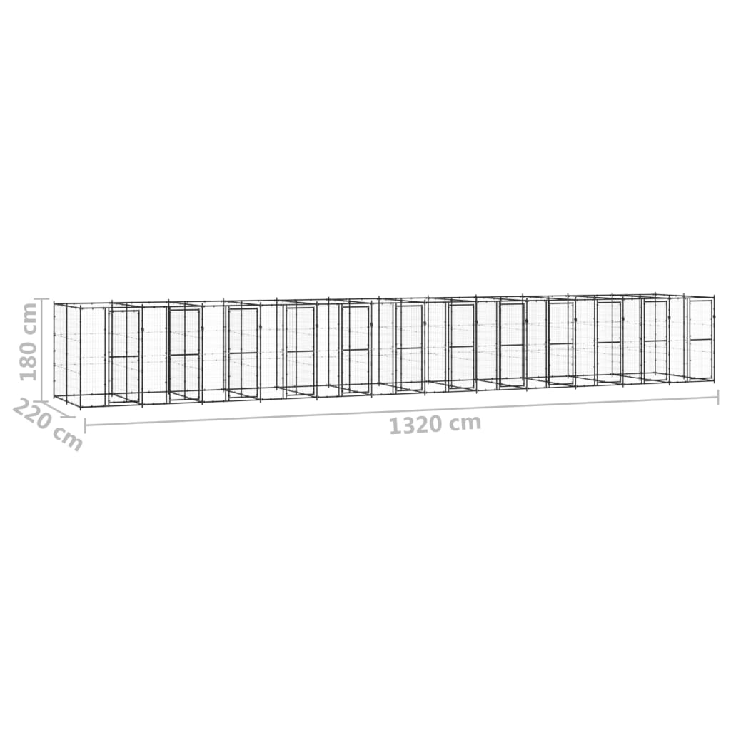 Outdoor Hondenkennel Staal 29,04 m²