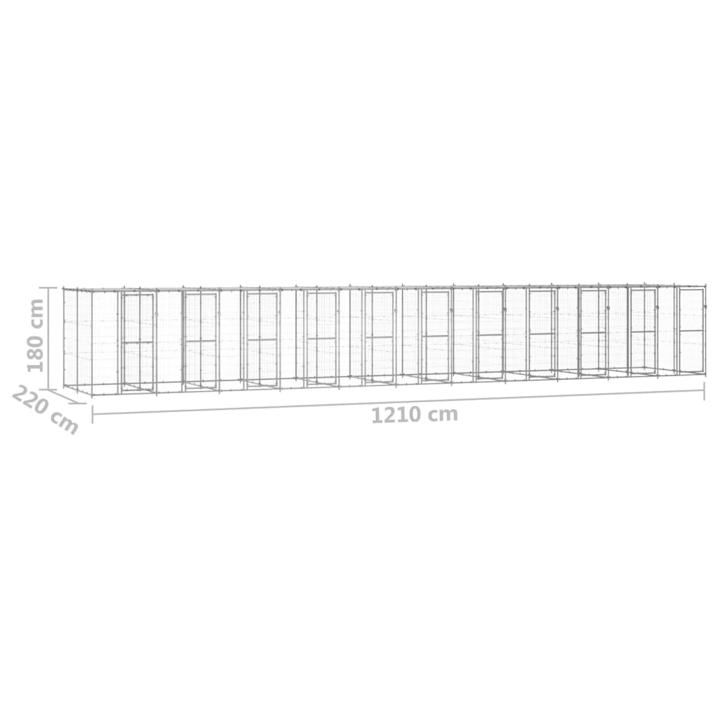 Niche pour chien d'extérieur en acier galvanisé avec toit 26,62 m²