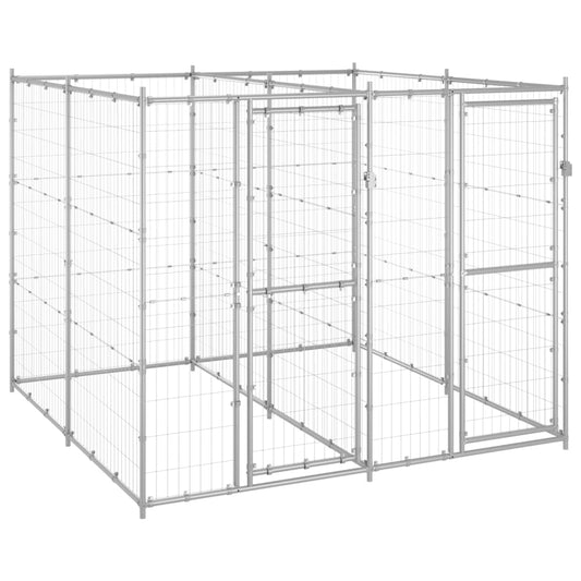 vidaXL Outdoor Dog Kennel Galvanised Steel 4.84 m²