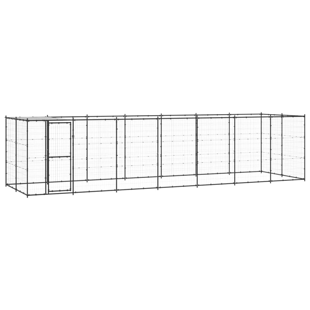 vidaXL Outdoor Dog Kennel Steel with Roof 16.94 m²