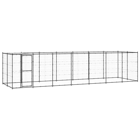 vidaXL Outdoor Dog Kennel Steel with Roof 16.94 m²