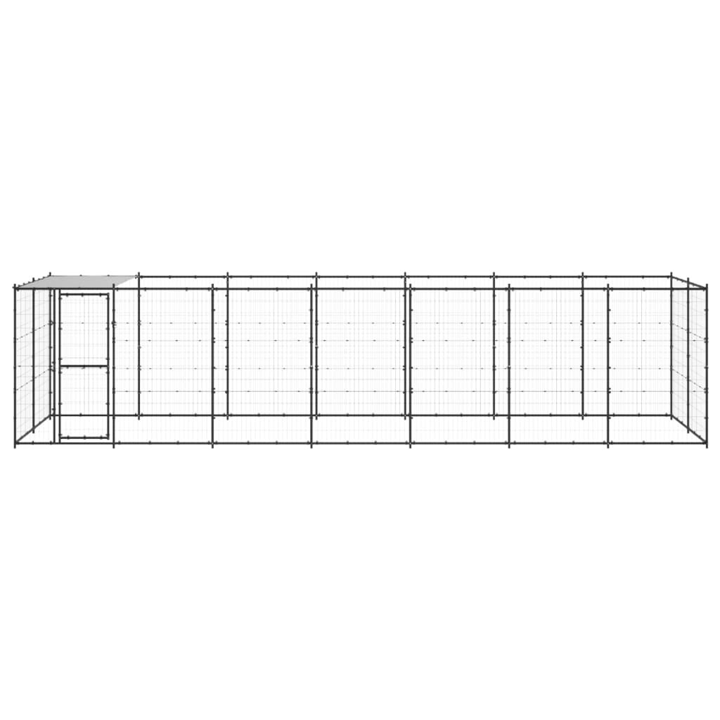 vidaXL Outdoor Dog Kennel Steel with Roof 16.94 m²