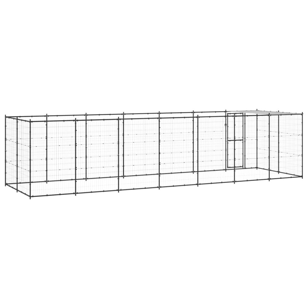 vidaXL Outdoor Dog Kennel Steel with Roof 16.94 m²