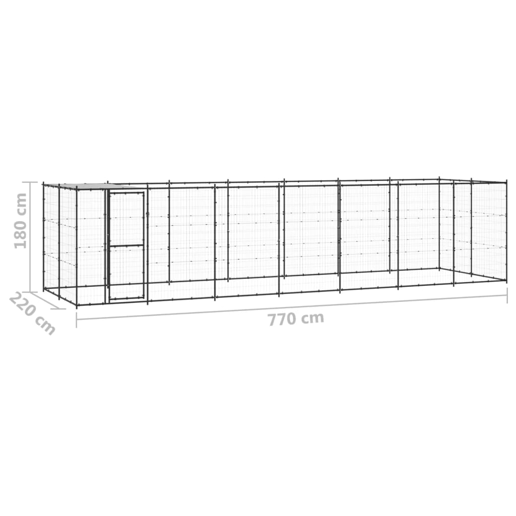 Outdoor Hondenkennel Staal met Dak 16,94 m²