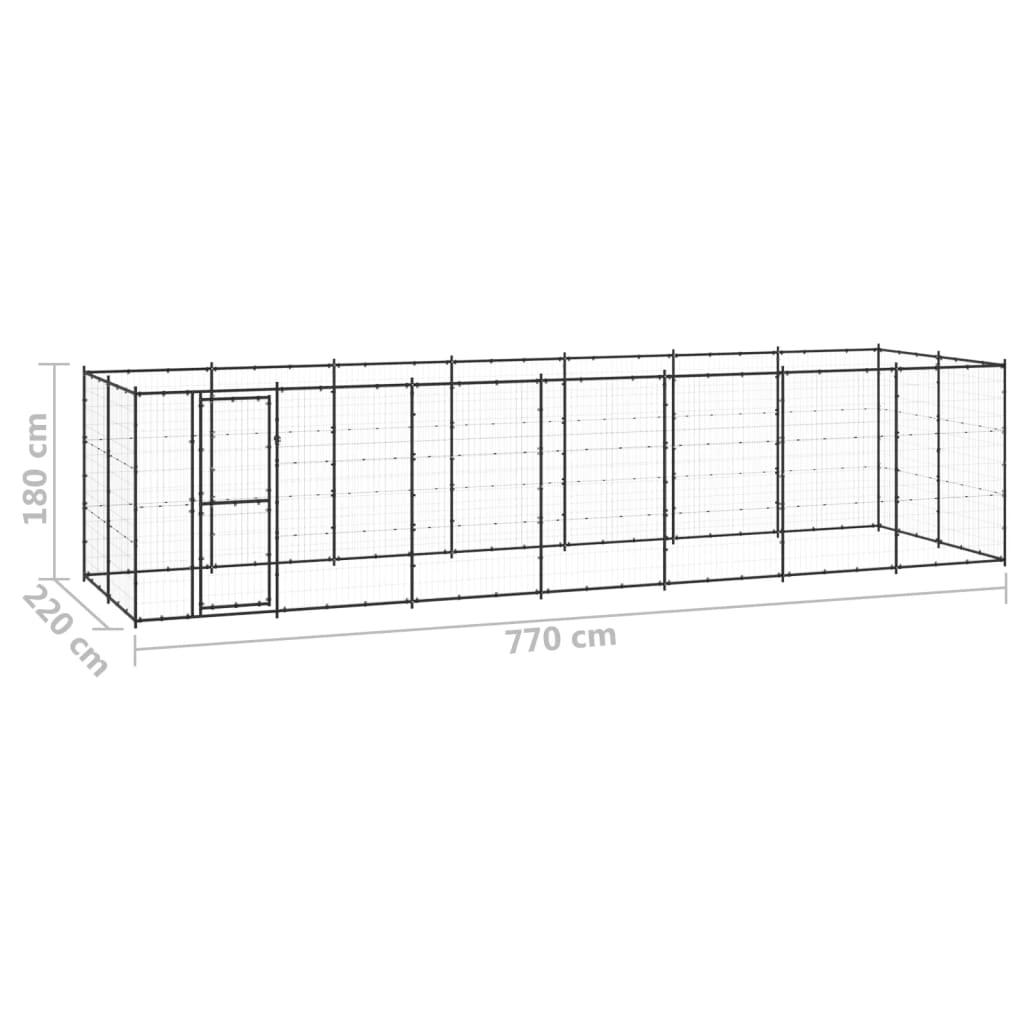 Outdoor Hondenkennel Staal 16,94 m²