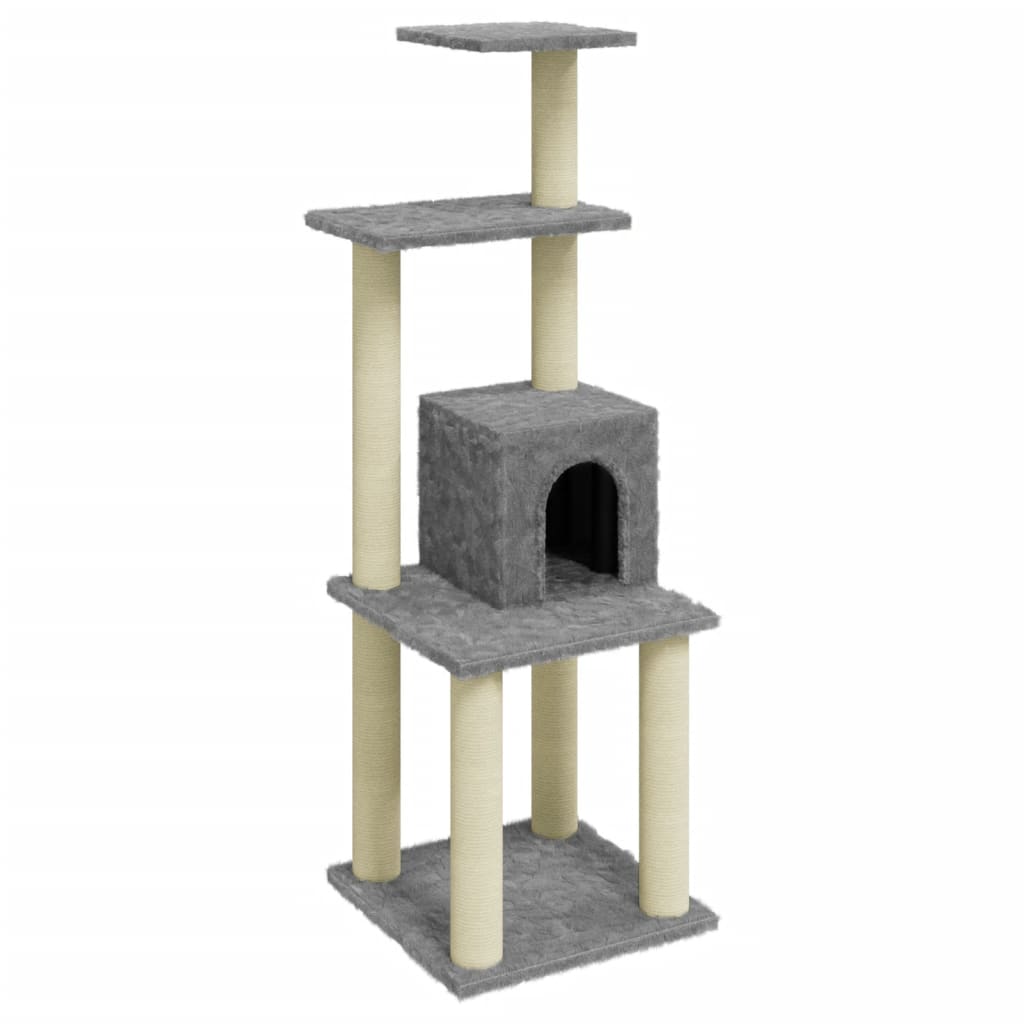 vidaXL Cat Tree with Sisal Scratching Posts Light Grey 105 cm