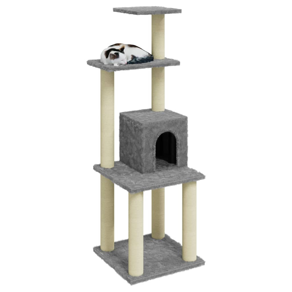 vidaXL Cat Tree with Sisal Scratching Posts Light Grey 105 cm