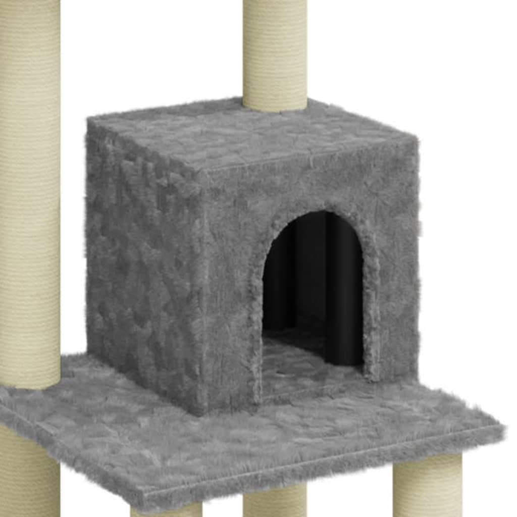 vidaXL Cat Tree with Sisal Scratching Posts Light Grey 105 cm