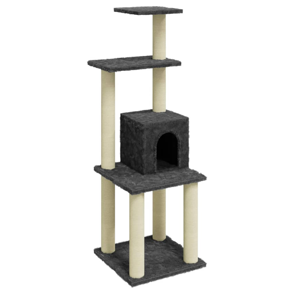 vidaXL Cat Tree with Sisal Scratching Posts Dark Grey 105 cm