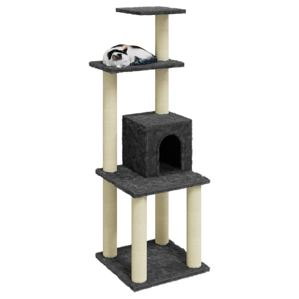 vidaXL Cat Tree with Sisal Scratching Posts Dark Grey 105 cm