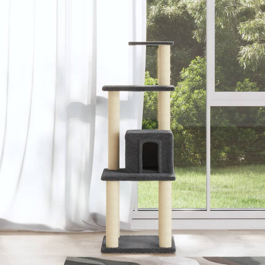 vidaXL Cat Tree with Sisal Scratching Posts Dark Grey 105 cm