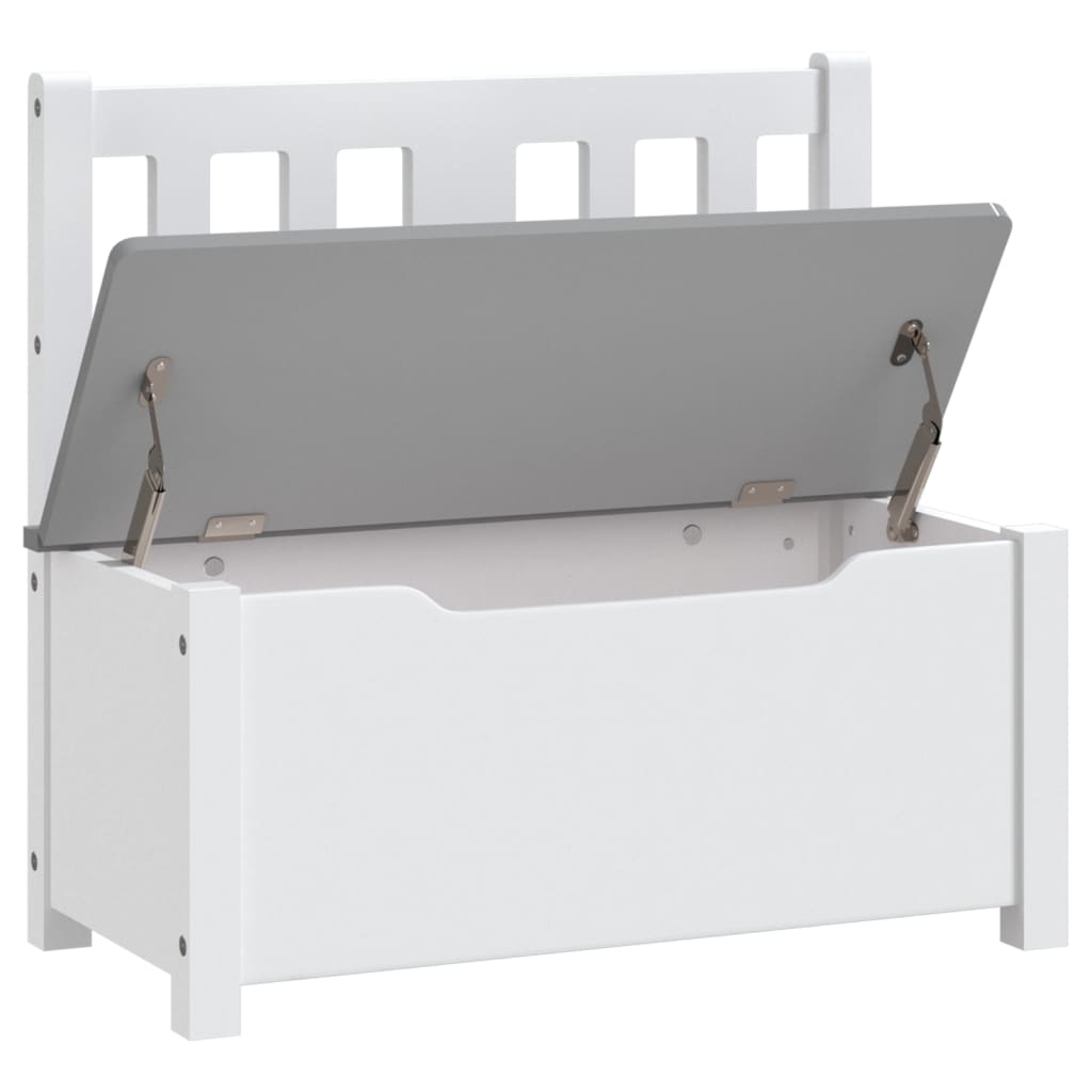 vidaXL Children Storage Bench White and Grey 60x30x55 cm MDF