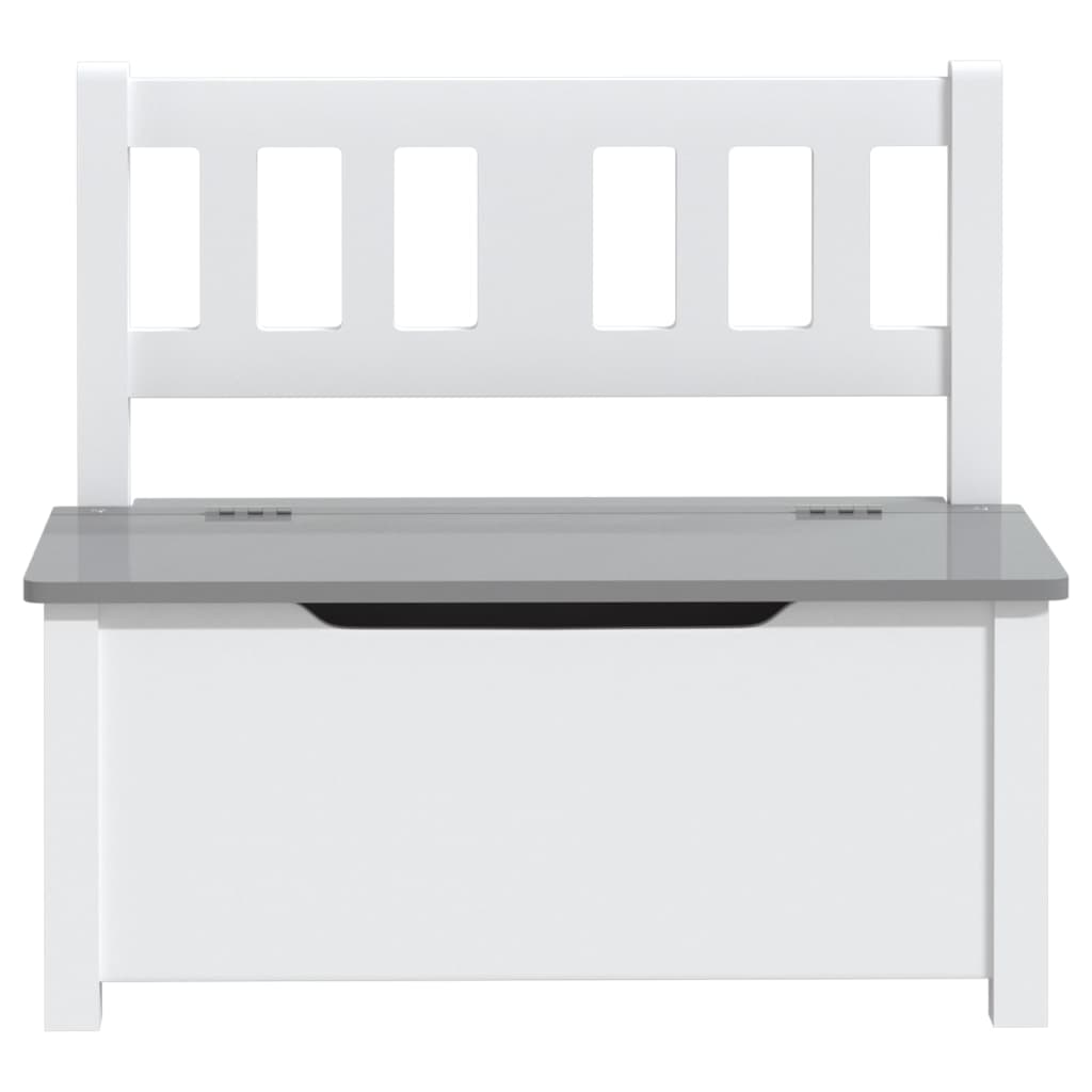 vidaXL Children Storage Bench White and Grey 60x30x55 cm MDF