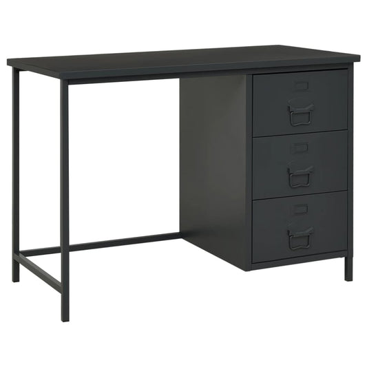 Bureau Industriel avec Tiroirs Anthracite 105x52x75 cm Acier