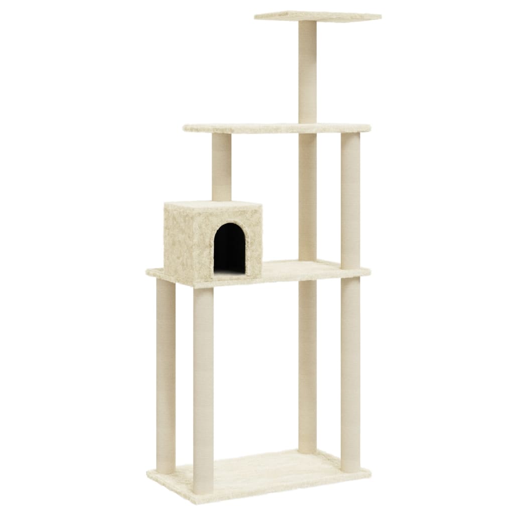 vidaXL Cat Tree with Sisal Scratching Posts Cream 147 cm