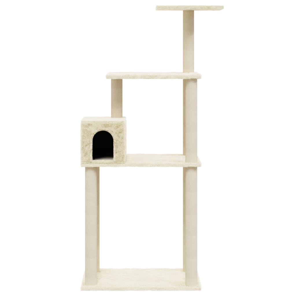 vidaXL Cat Tree with Sisal Scratching Posts Cream 147 cm