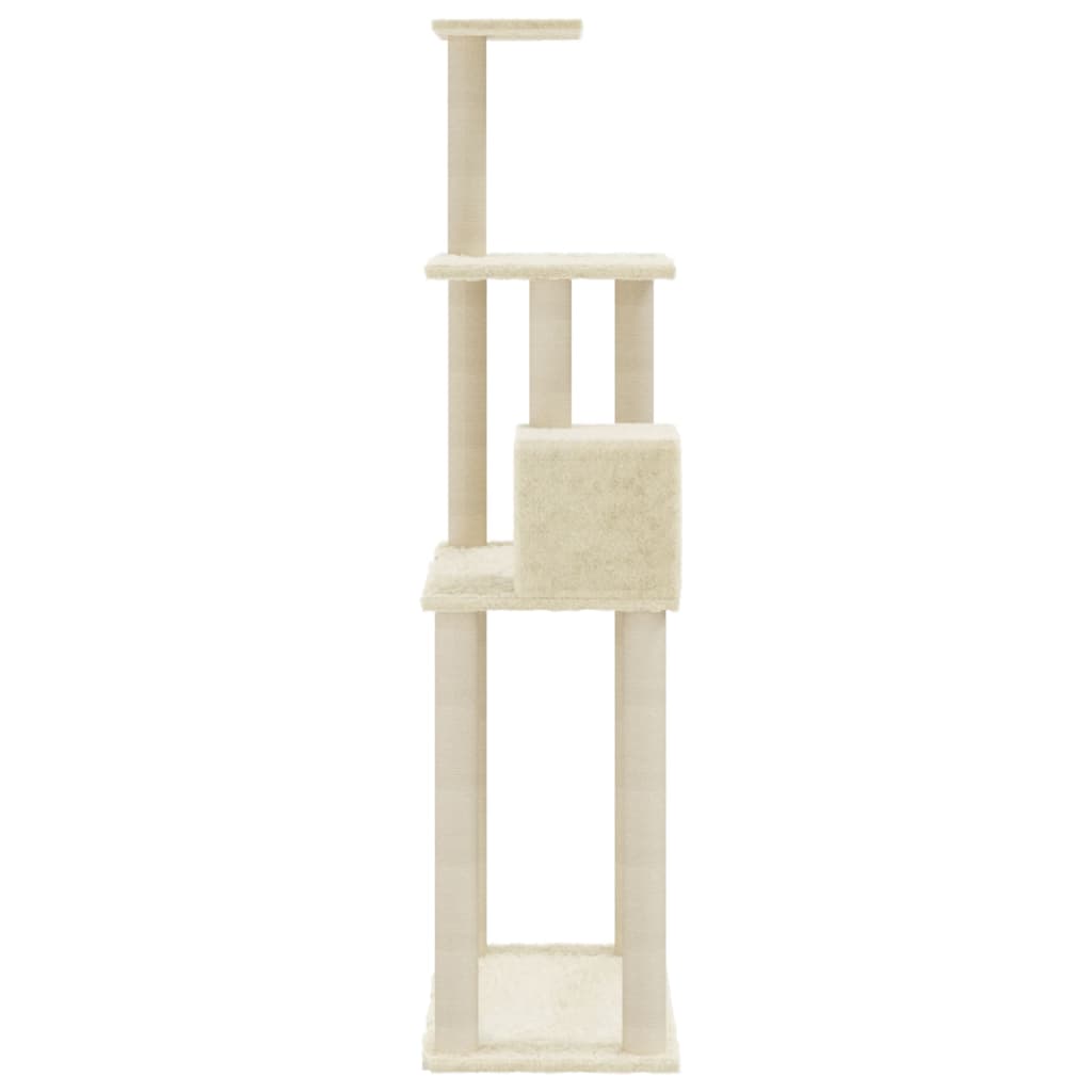 vidaXL Cat Tree with Sisal Scratching Posts Cream 147 cm