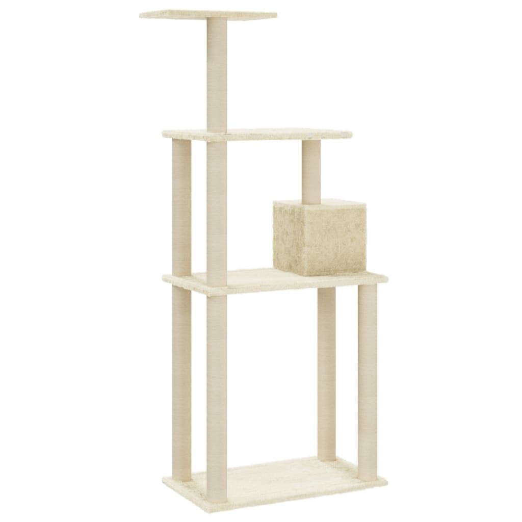 vidaXL Cat Tree with Sisal Scratching Posts Cream 147 cm