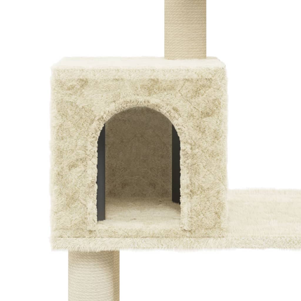 vidaXL Cat Tree with Sisal Scratching Posts Cream 147 cm