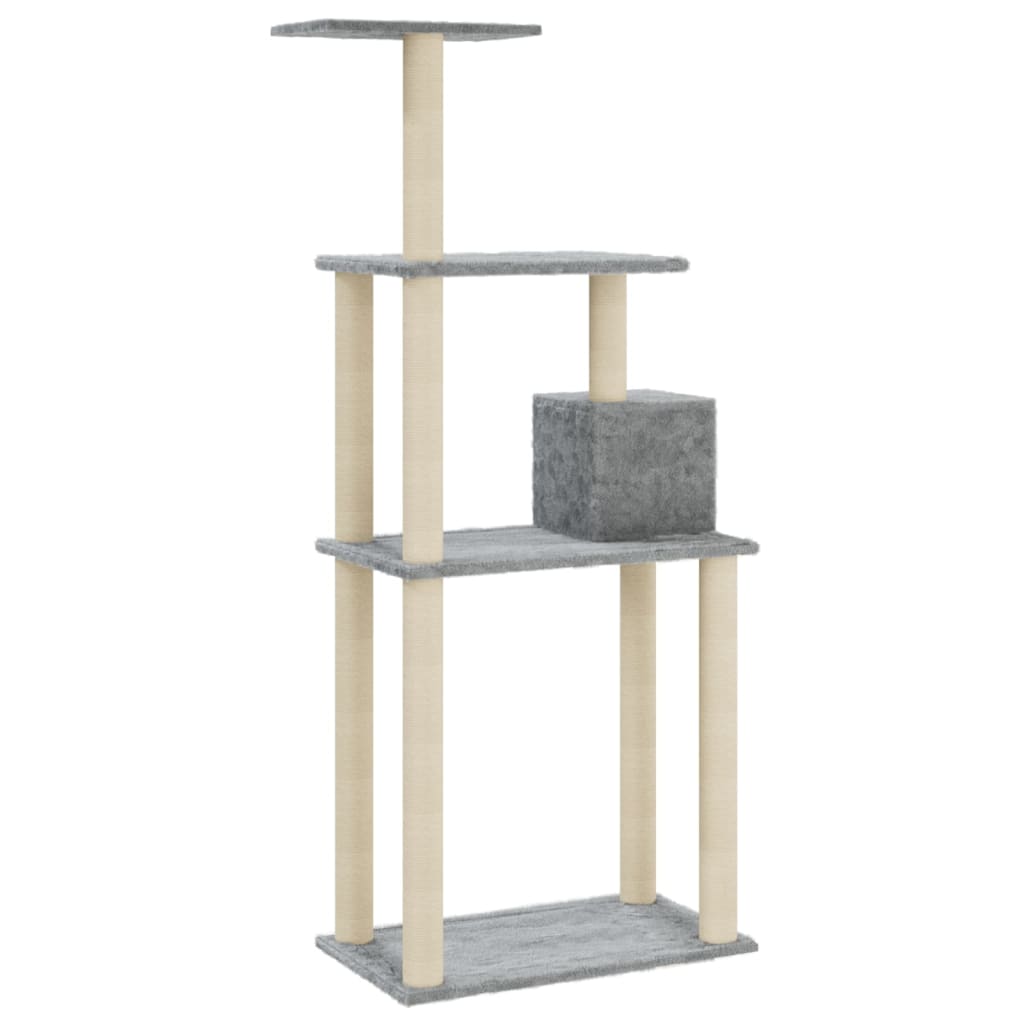 vidaXL Cat Tree with Sisal Scratching Posts Light Grey 147 cm