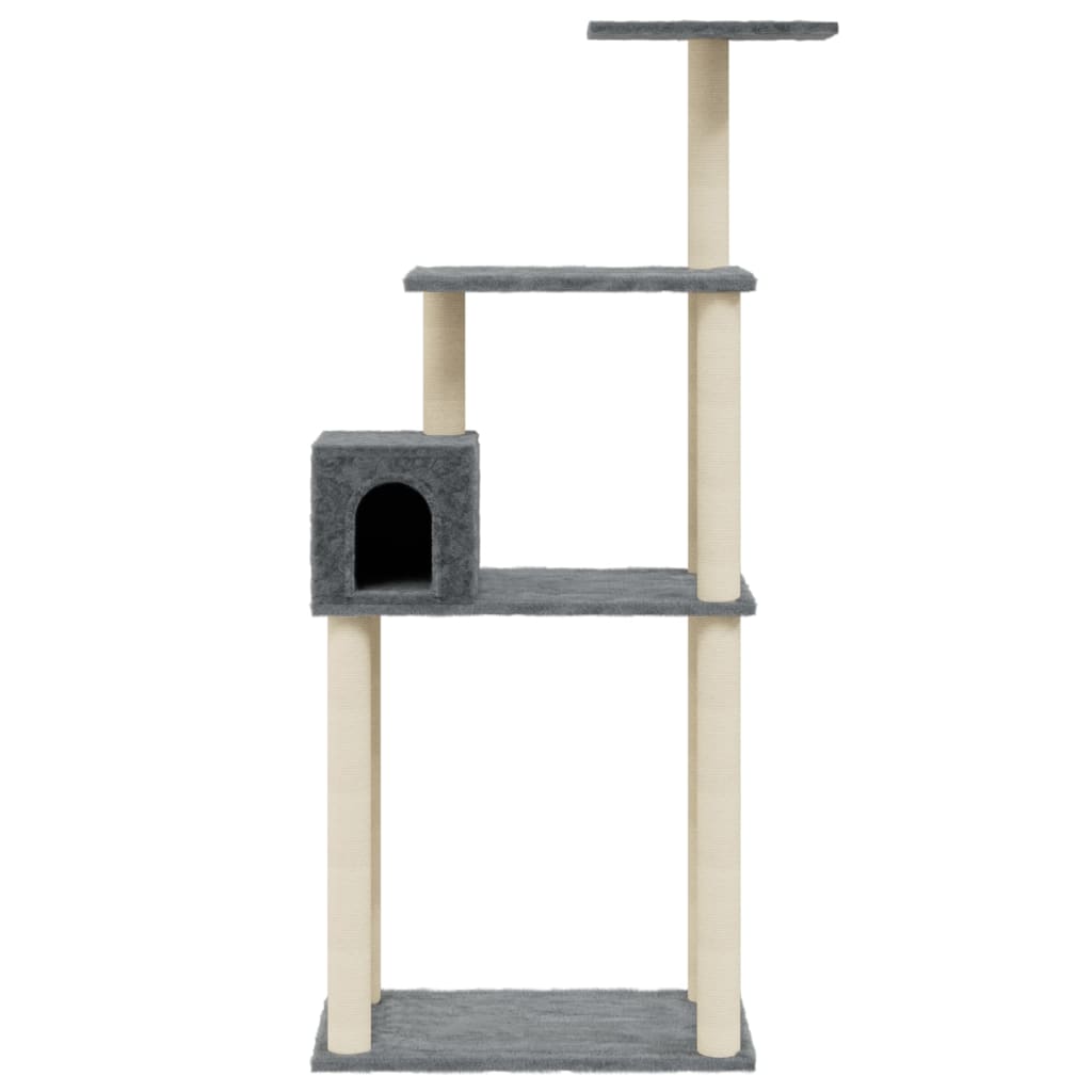 vidaXL Cat Tree with Sisal Scratching Posts Dark Grey 147 cm