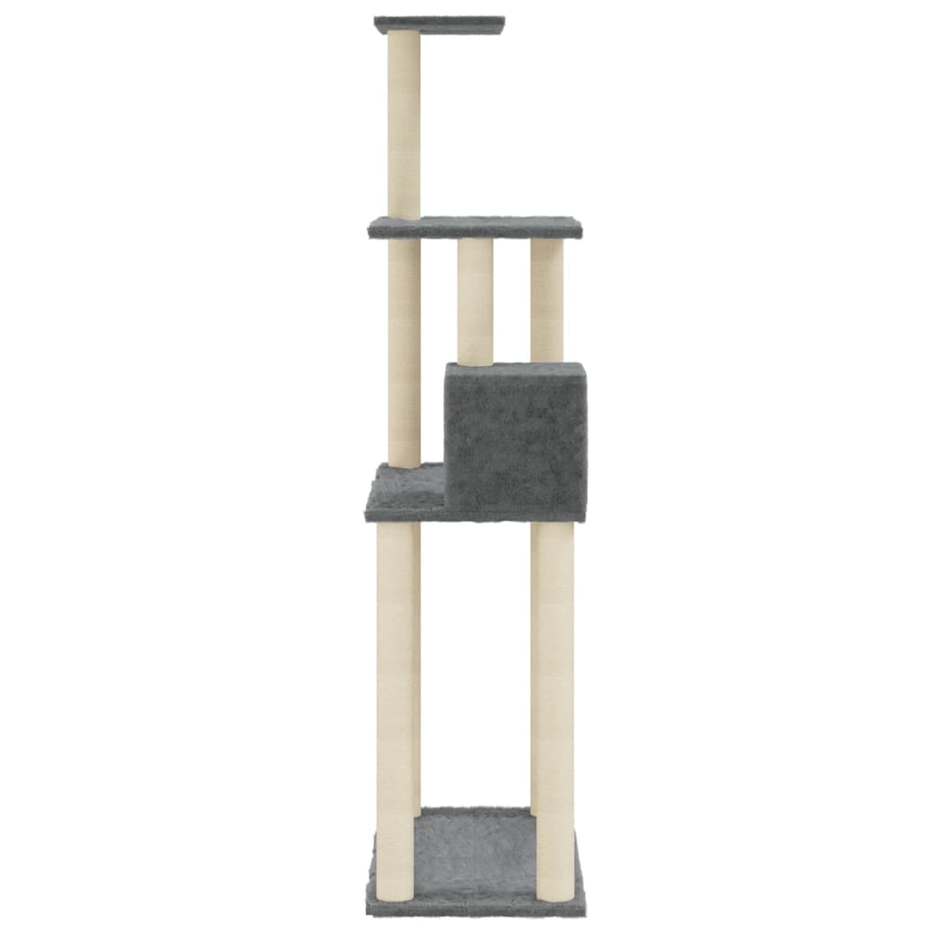 vidaXL Cat Tree with Sisal Scratching Posts Dark Grey 147 cm