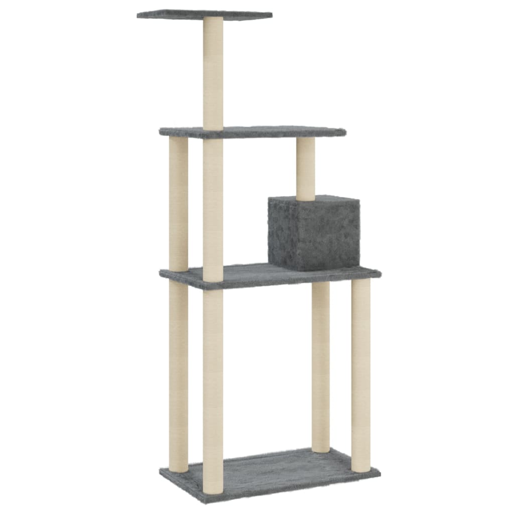 vidaXL Cat Tree with Sisal Scratching Posts Dark Grey 147 cm