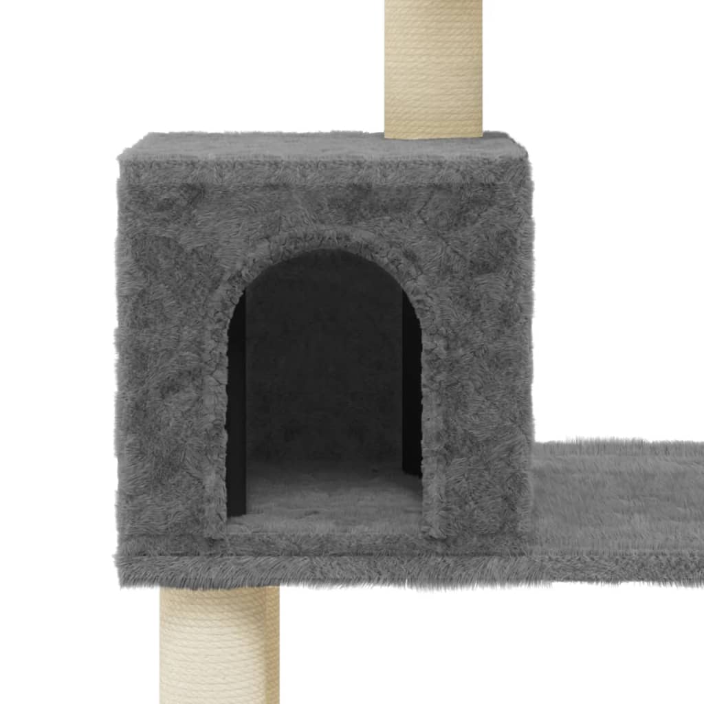 vidaXL Cat Tree with Sisal Scratching Posts Dark Grey 147 cm