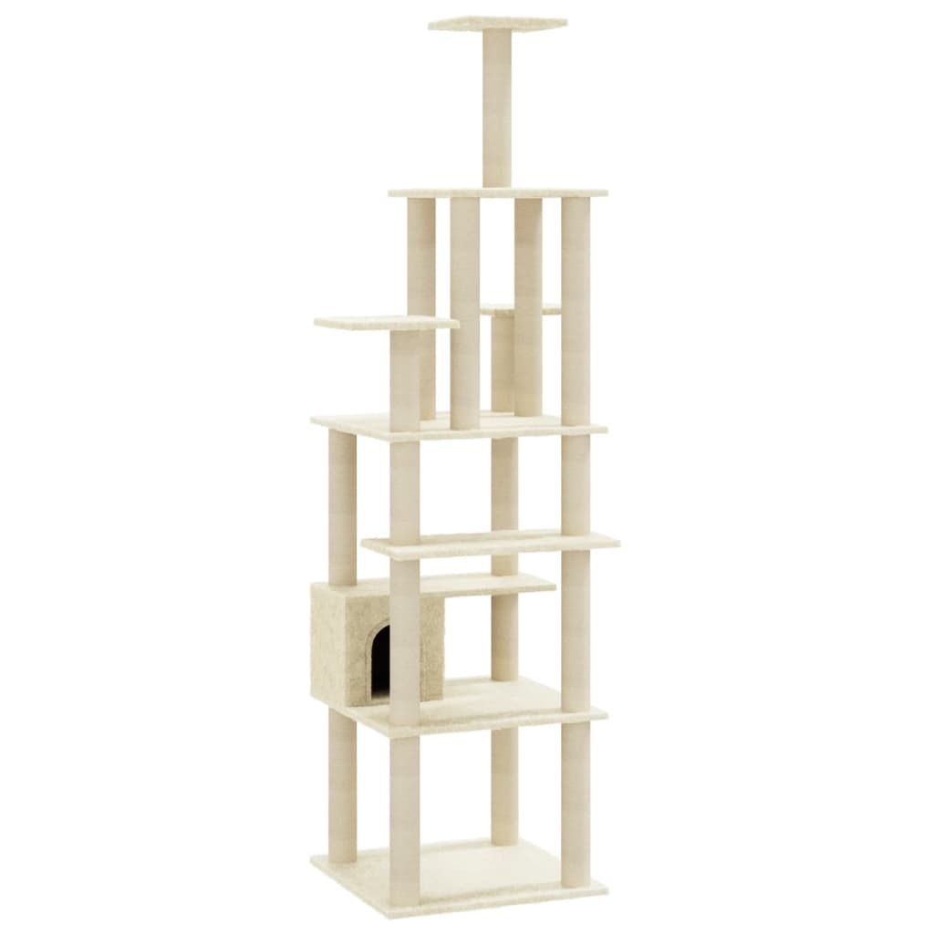 vidaXL Cat Tree with Sisal Scratching Posts Cream 183 cm