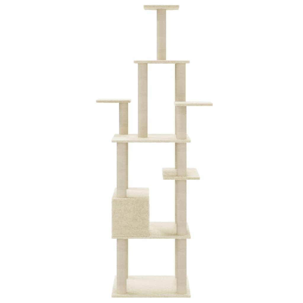 vidaXL Cat Tree with Sisal Scratching Posts Cream 183 cm