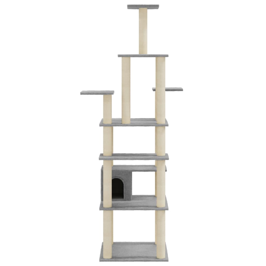 vidaXL Cat Tree with Sisal Scratching Posts Light Grey 183 cm