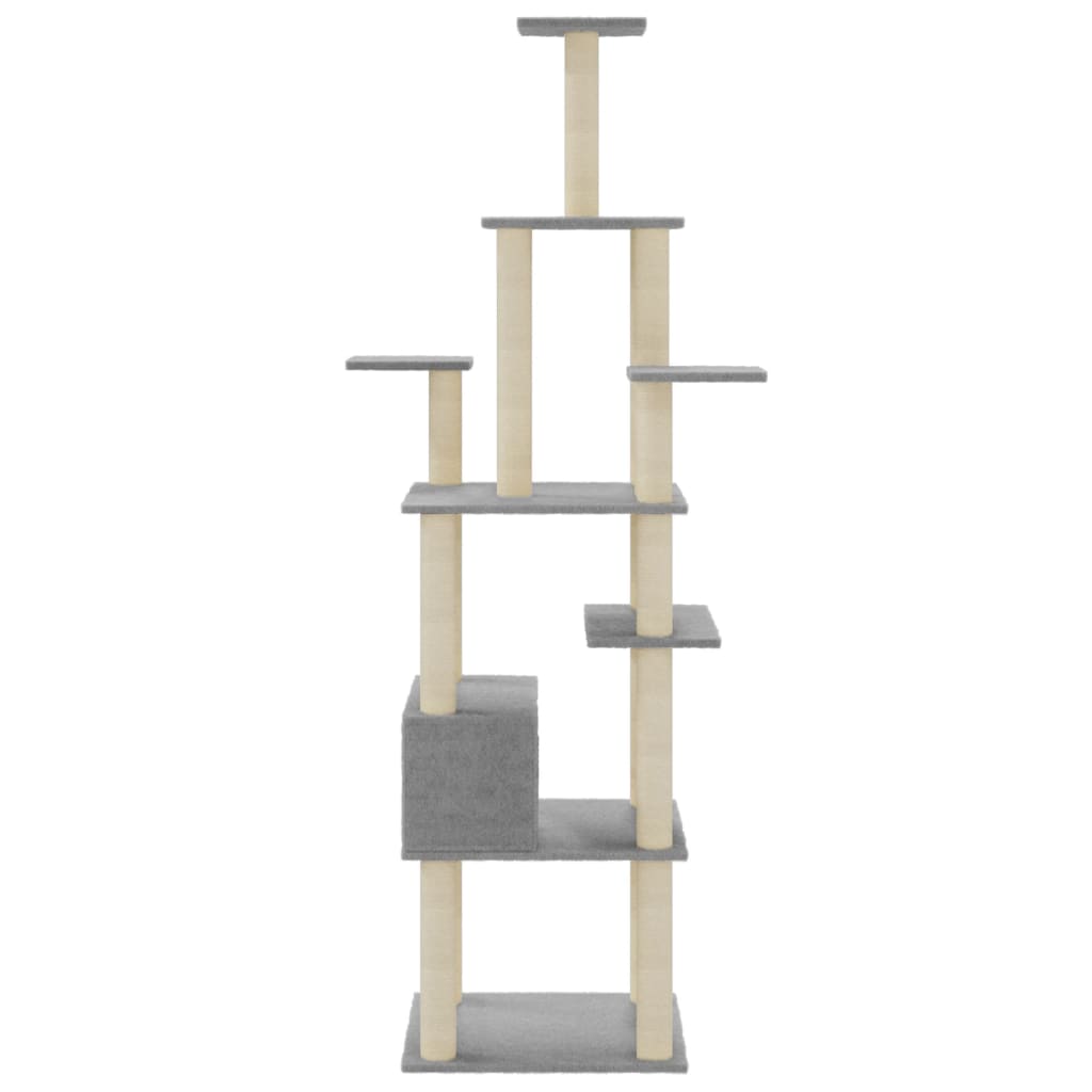 vidaXL Cat Tree with Sisal Scratching Posts Light Grey 183 cm