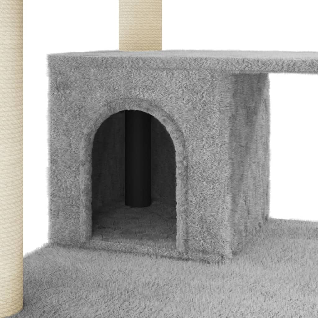 vidaXL Cat Tree with Sisal Scratching Posts Light Grey 183 cm