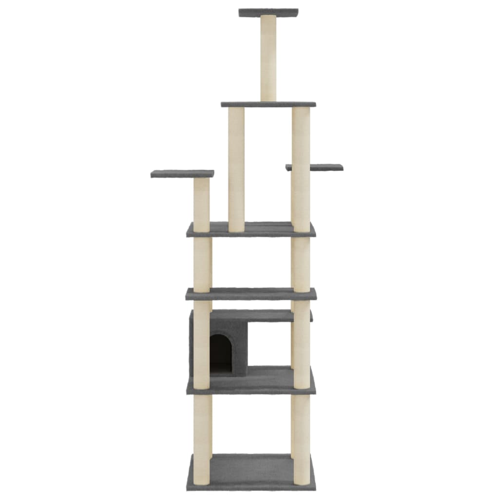 vidaXL Cat Tree with Sisal Scratching Posts Dark Grey 183 cm