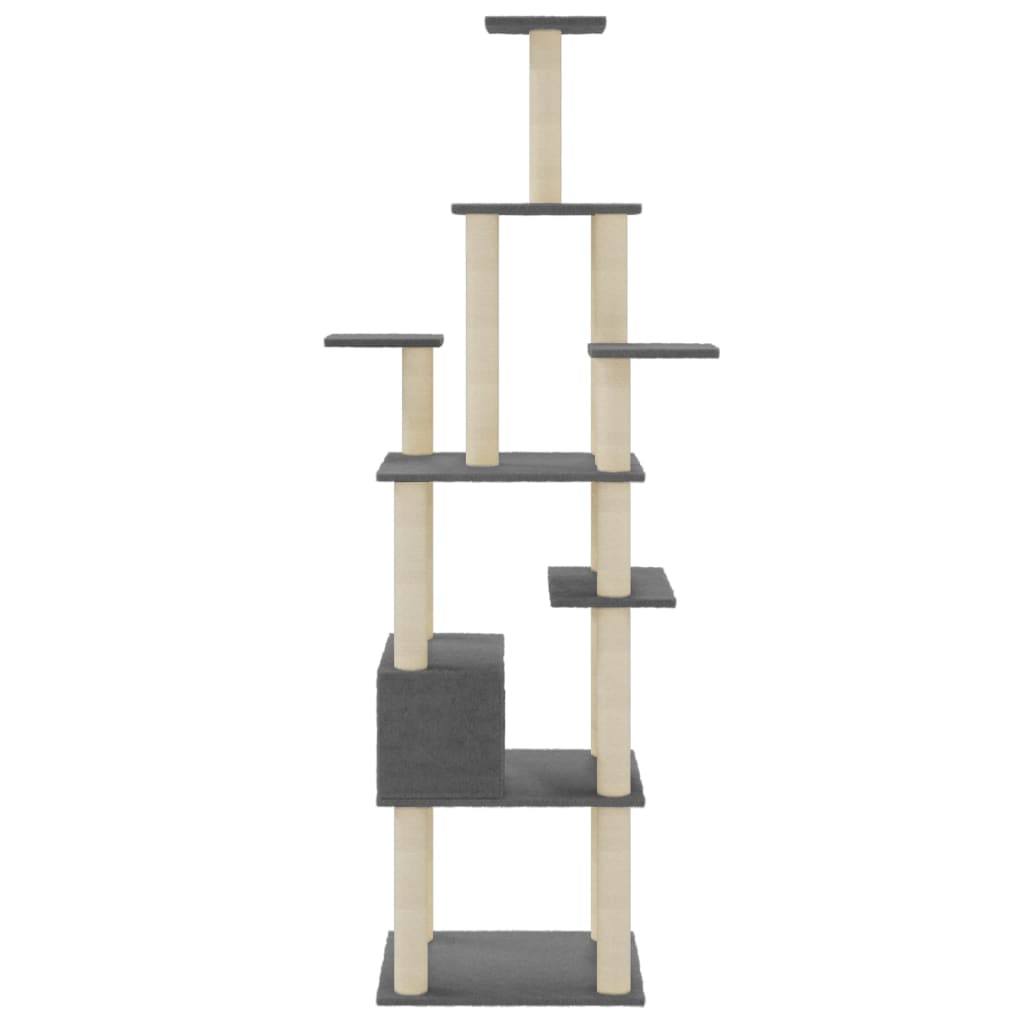 vidaXL Cat Tree with Sisal Scratching Posts Dark Grey 183 cm