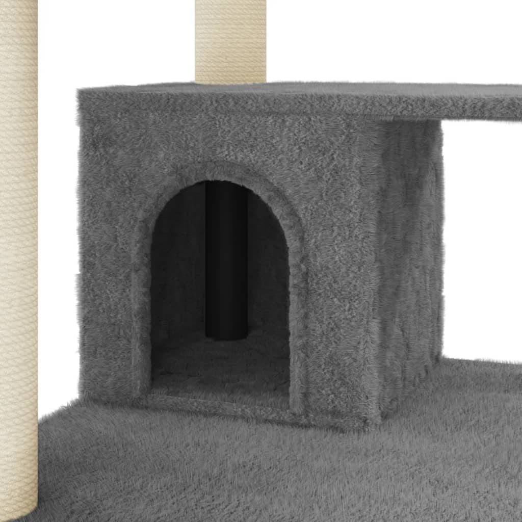 vidaXL Cat Tree with Sisal Scratching Posts Dark Grey 183 cm