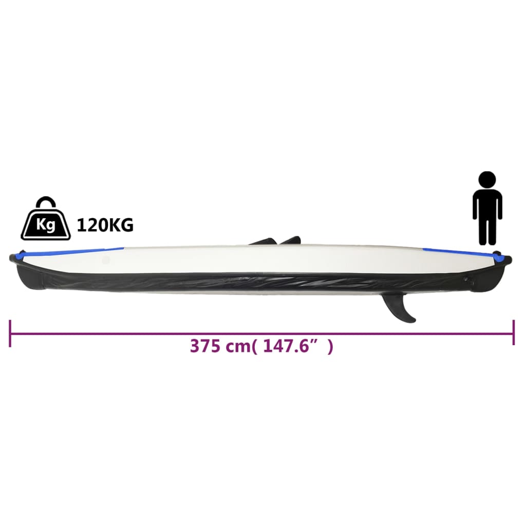 Inflatable Kayak Blue 375x72x31 cm Polyester - Upclimb Ltd