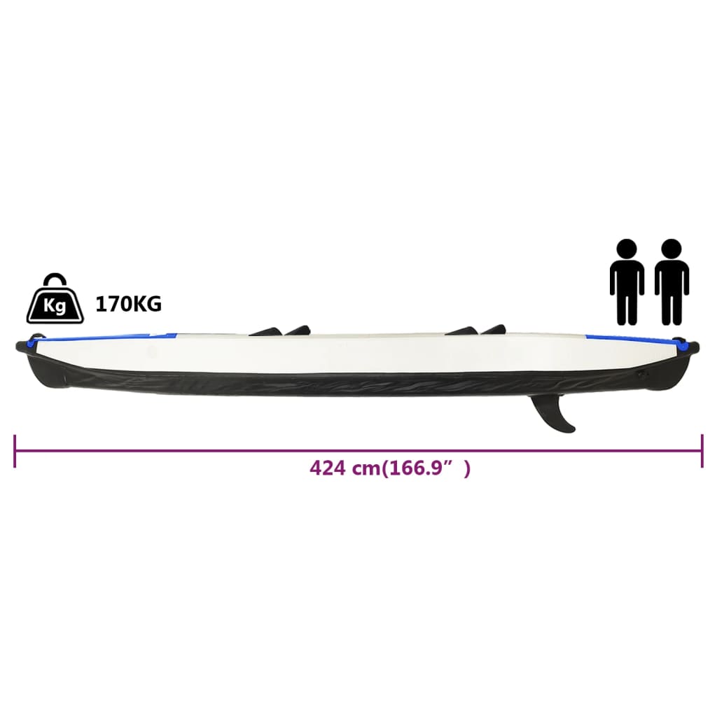 Inflatable Kayak Blue 424x81x31 cm Polyester - Upclimb Ltd