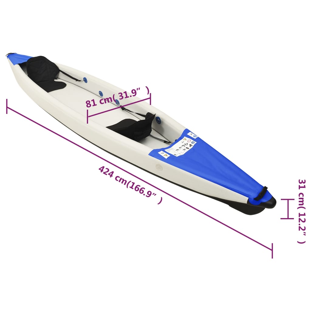 Inflatable Kayak Blue 424x81x31 cm Polyester - Upclimb Ltd