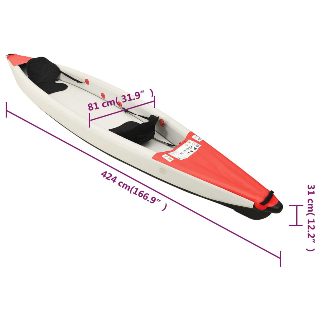 Inflatable Kayak Red 424x81x31 cm Polyester - Upclimb Ltd