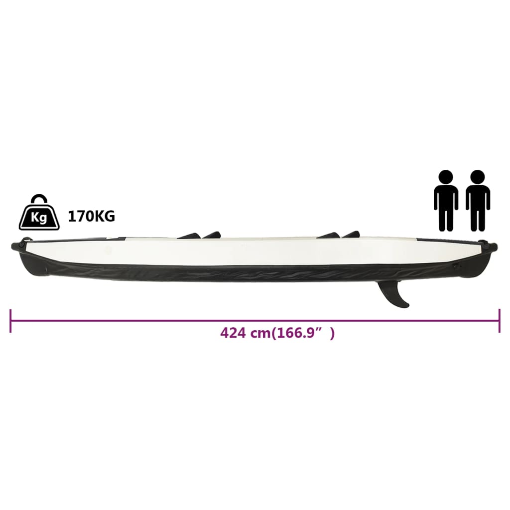 Inflatable Kayak Black 424x81x31 cm Polyester - Upclimb Ltd