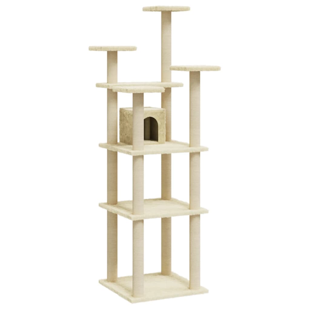 vidaXL Cat Tree with Sisal Scratching Posts Cream 171 cm