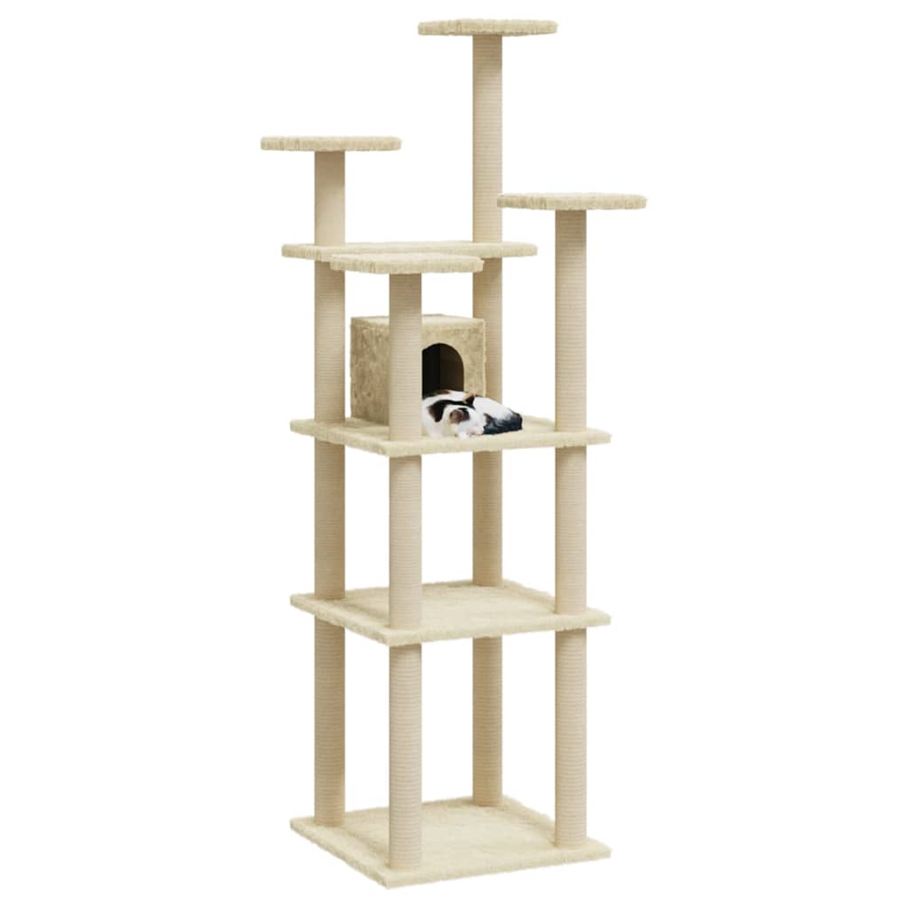 vidaXL Cat Tree with Sisal Scratching Posts Cream 171 cm