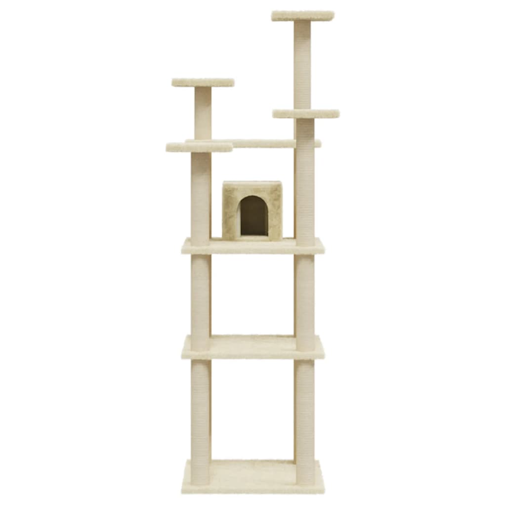 vidaXL Cat Tree with Sisal Scratching Posts Cream 171 cm