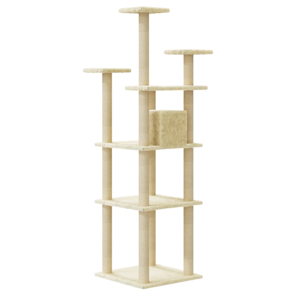 vidaXL Cat Tree with Sisal Scratching Posts Cream 171 cm