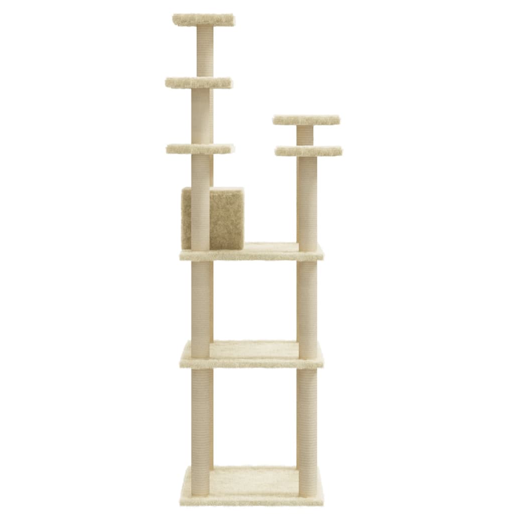 vidaXL Cat Tree with Sisal Scratching Posts Cream 171 cm