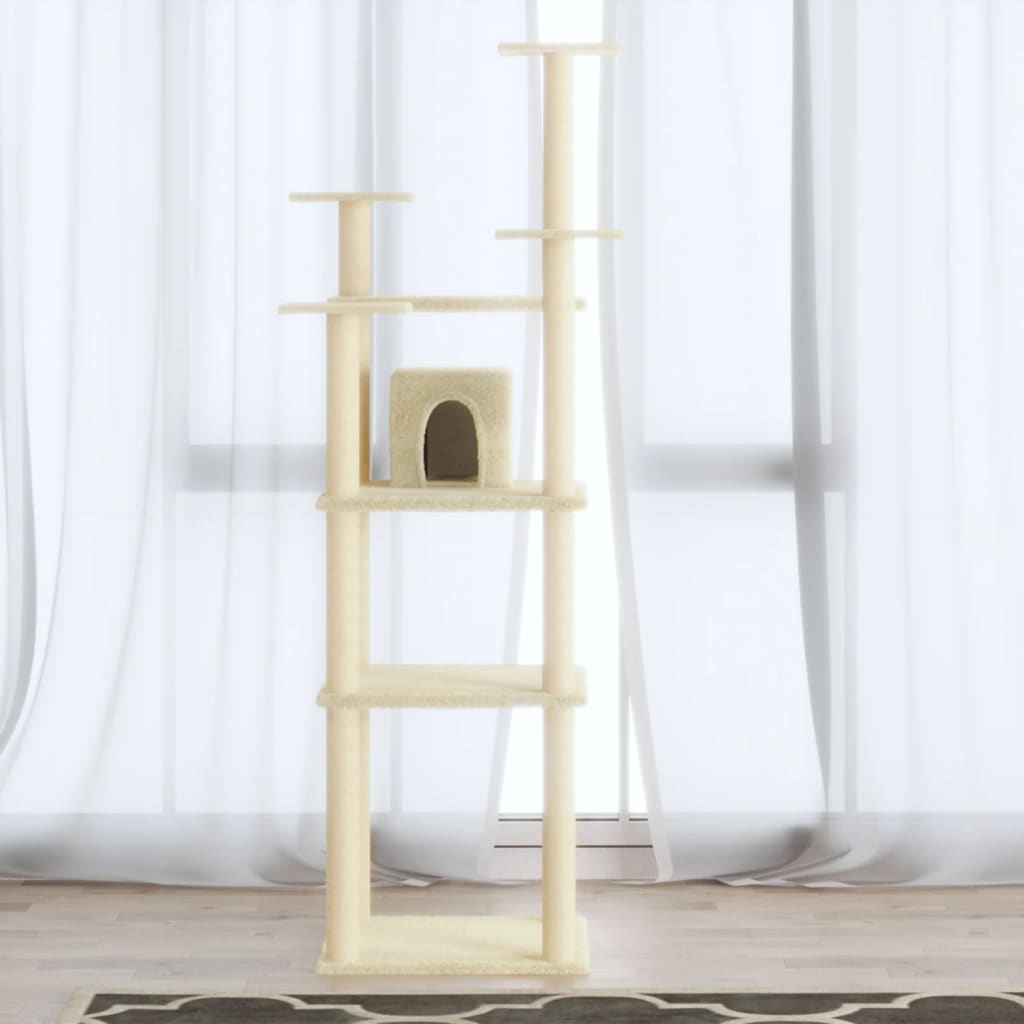 vidaXL Cat Tree with Sisal Scratching Posts Cream 171 cm